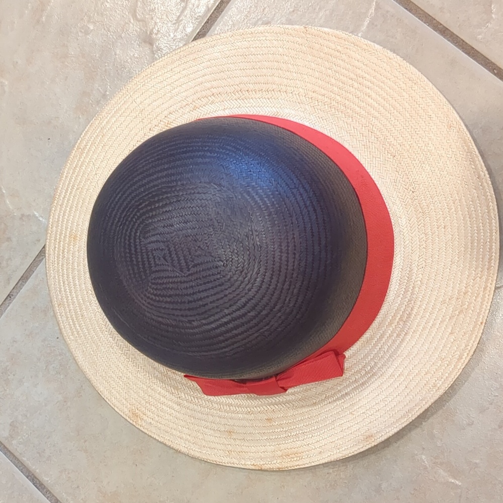Vintage Red & Black Straw Hat - Picture 3 of 7